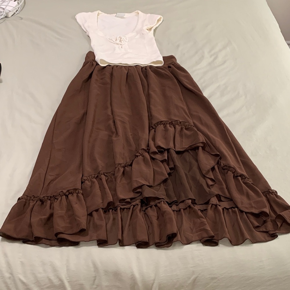 Shein Elegant Brown Ruffled Skirt + BDG Urban Outfitters top included (size xs)